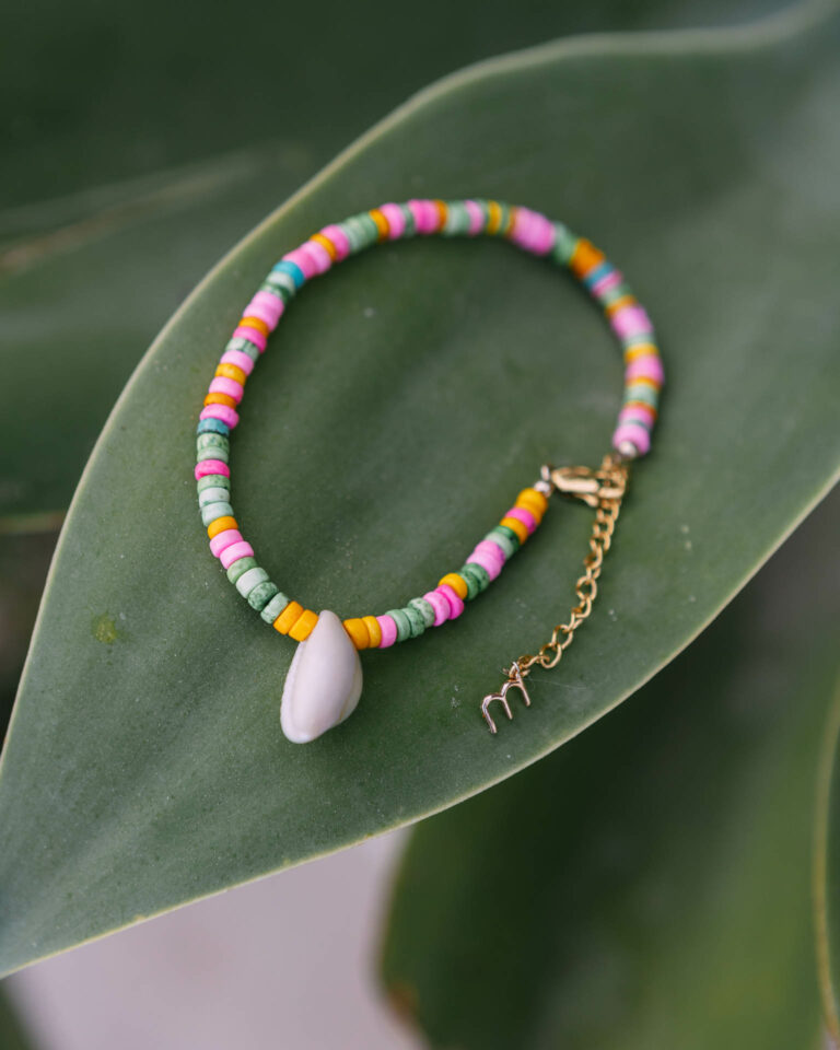 Chaine de cheville en perles multicolores