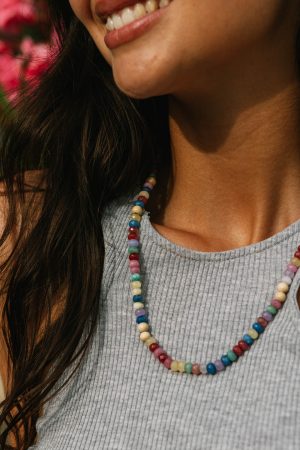 Collier perles de verre multicolores
