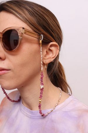 Chaine de lunettes perles de Tourmaline et Heishi coquillage