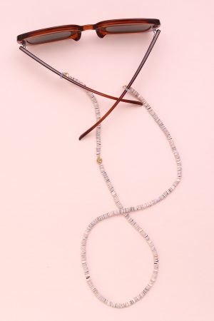 Chaine de lunettes en perles de coquillage Heishi - Ecru